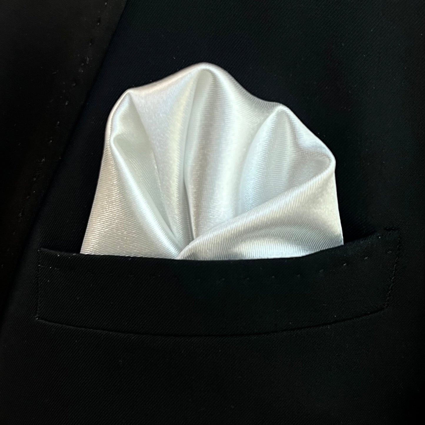White Thick Satin Pocket Square